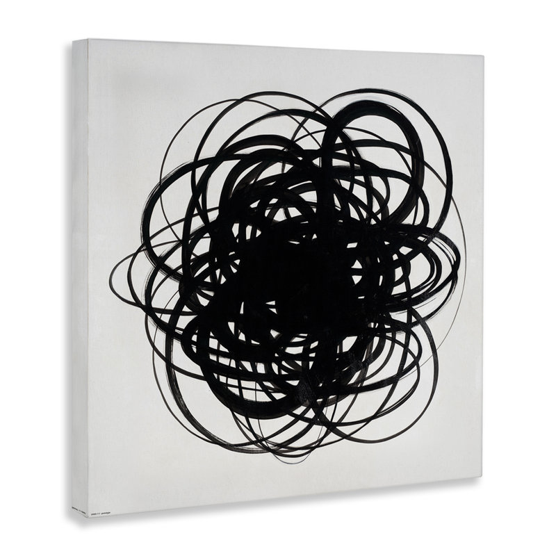 «Black Chaotic Scribble», art mural sur toile par KC Haxton, H 36 po x l 36 po