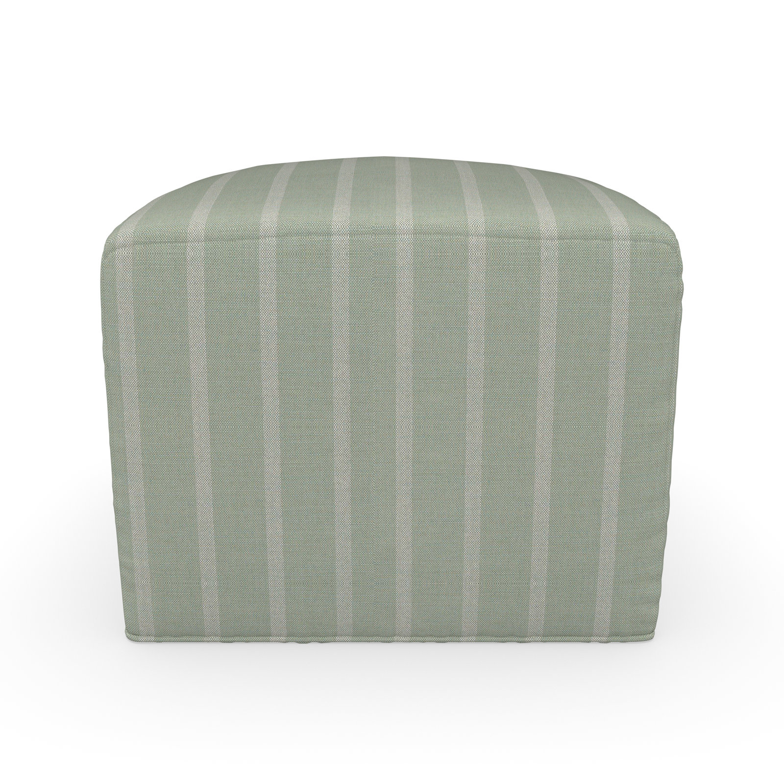 Praia Sunbrella® Outdoor Ottoman, 18" H x 22" W x 22" D, Unwind Rainwashed Striped Sunbrella®