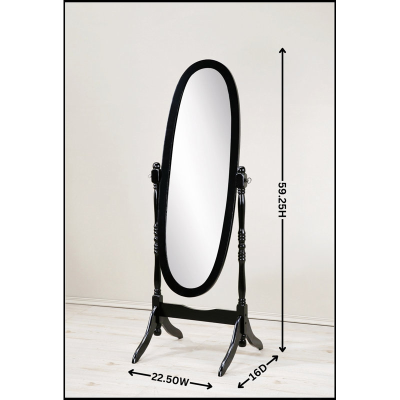 Miroir de plancher traditionnel en bois de style Queen Anna avec une élégante finition argentée, pour une réflexion complète du corps et un décor classique.