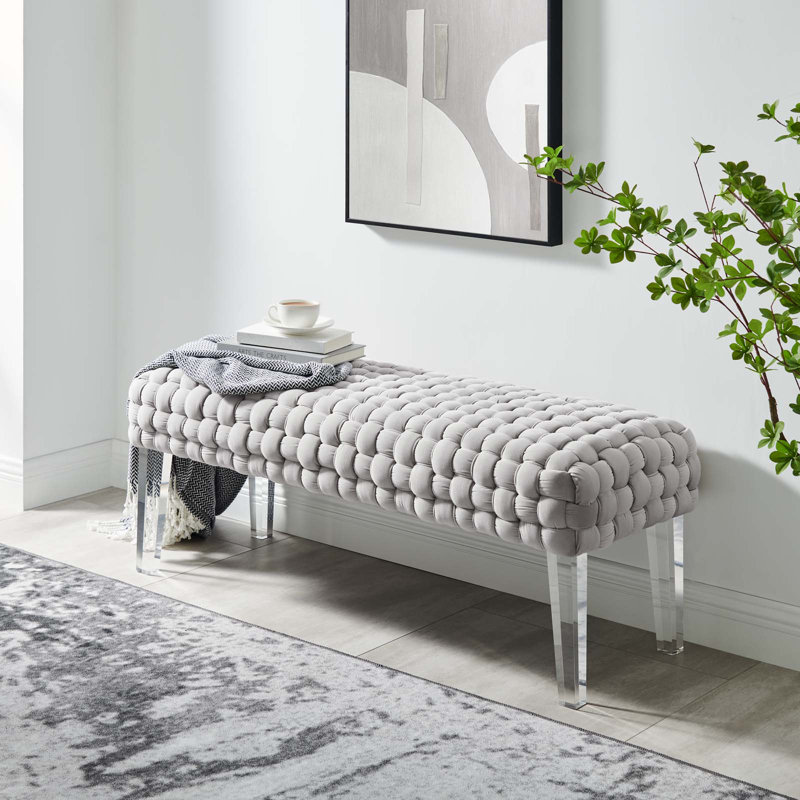 Repose-pieds en velours performance Prologue par Modway, Gris clair