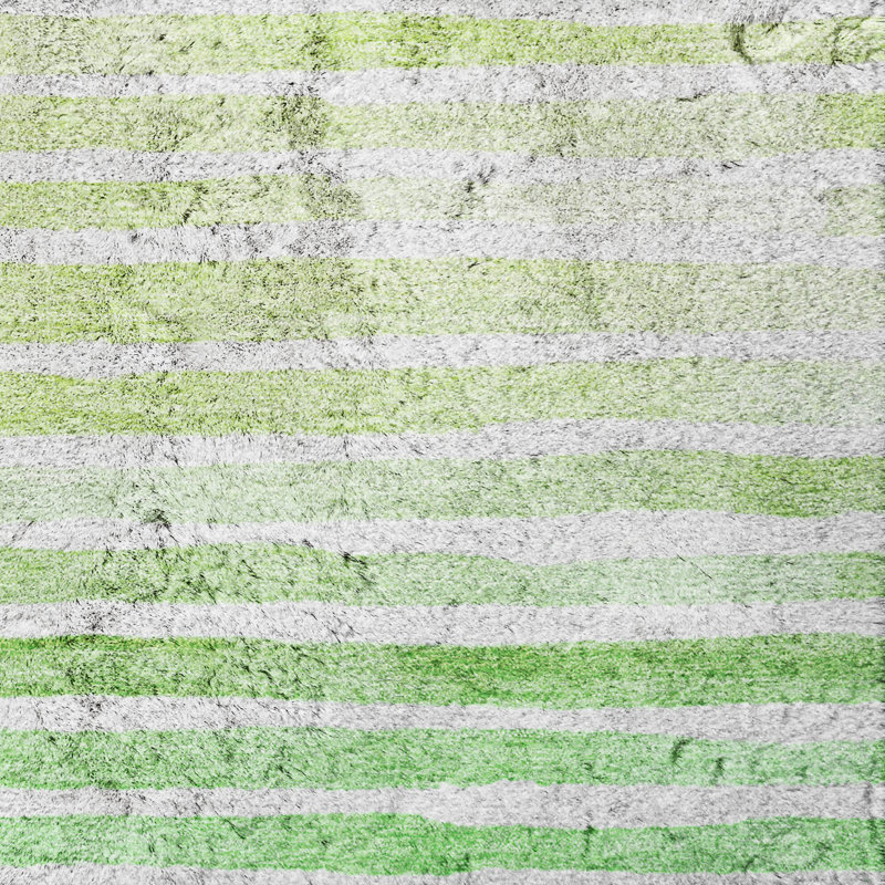 Premium Machine Washable Dream Shag ADS187 Striped Rug, 1'8" x 2'6", Green