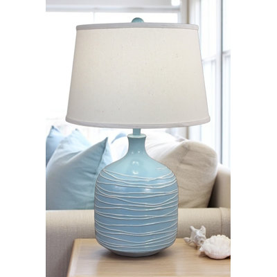 Wide Table Lamp with Horizontal Lines