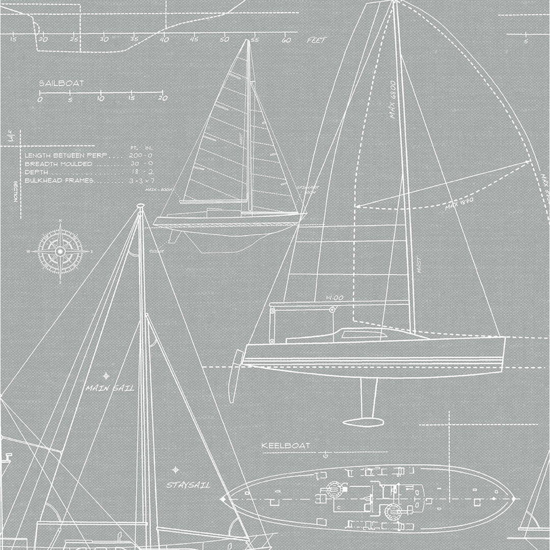 Myra Yacht Club Sailboat 18' L x 20.5" W Peel and Stick Wallpaper Roll Sand & Stable™ 