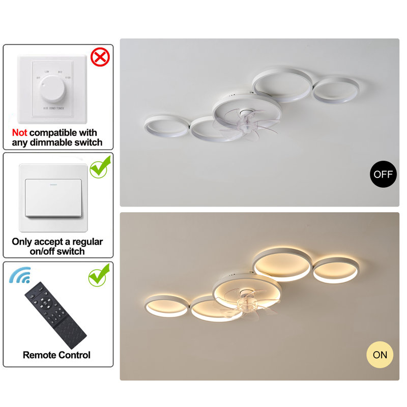 Ventilateur de plafond 40 po à 6 vitesses à intensité variable avec lumières DEL et télécommande