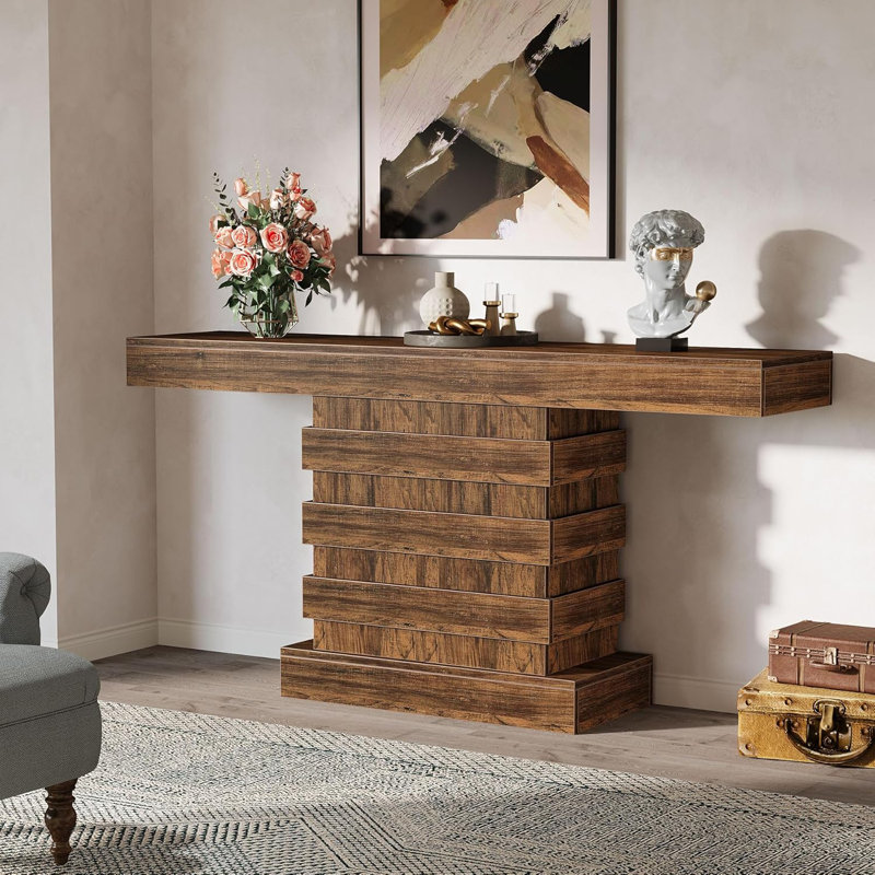 Console 63 pouces en bois rustique brun