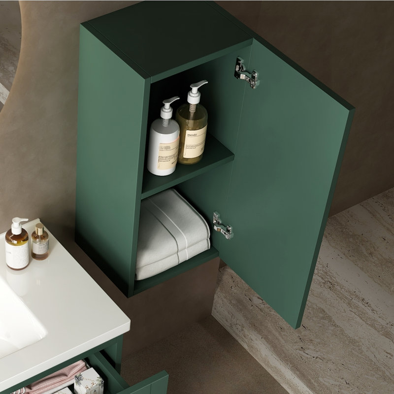 14" Modern Bathroom Side Cabinet With Shelf - Scandinavian Door And Decor