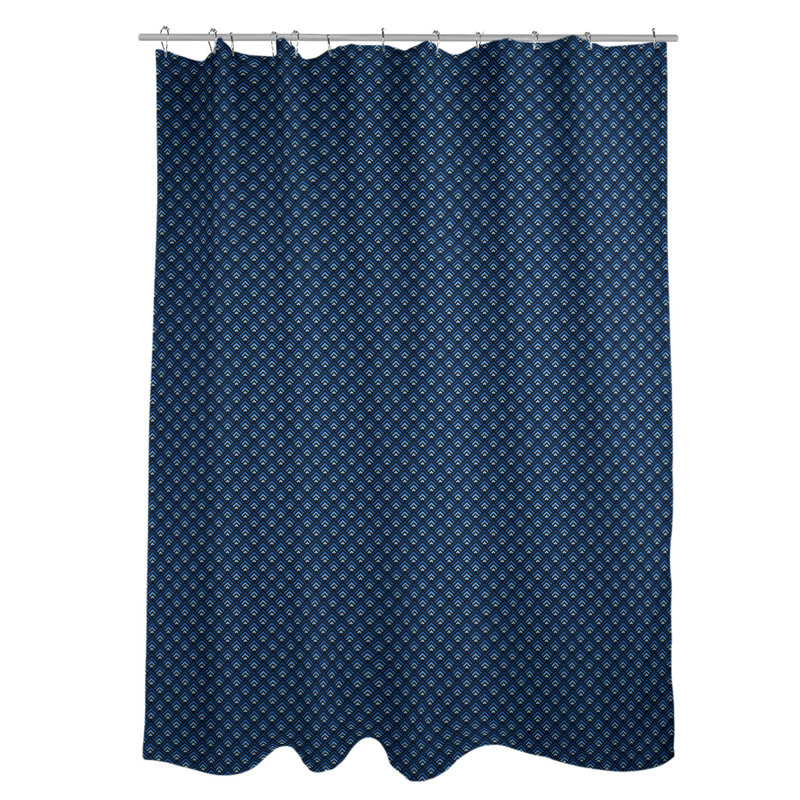 Rideau de douche simple à rayures katelyn elizabeth geometric dégradé, Noir, bleu, blanc