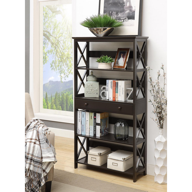 Oakden Etagere Storage Bookcase with Drawer, Black