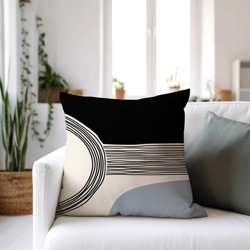 Cassie Outdoor Reversible Throw Pillow, 17"H x 17"W, Gray/Cream/Black