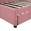 Lit de jour rembourré avec couchette, housse en tissu de lin rose, taille simple, aucun sommier requis-2110492548