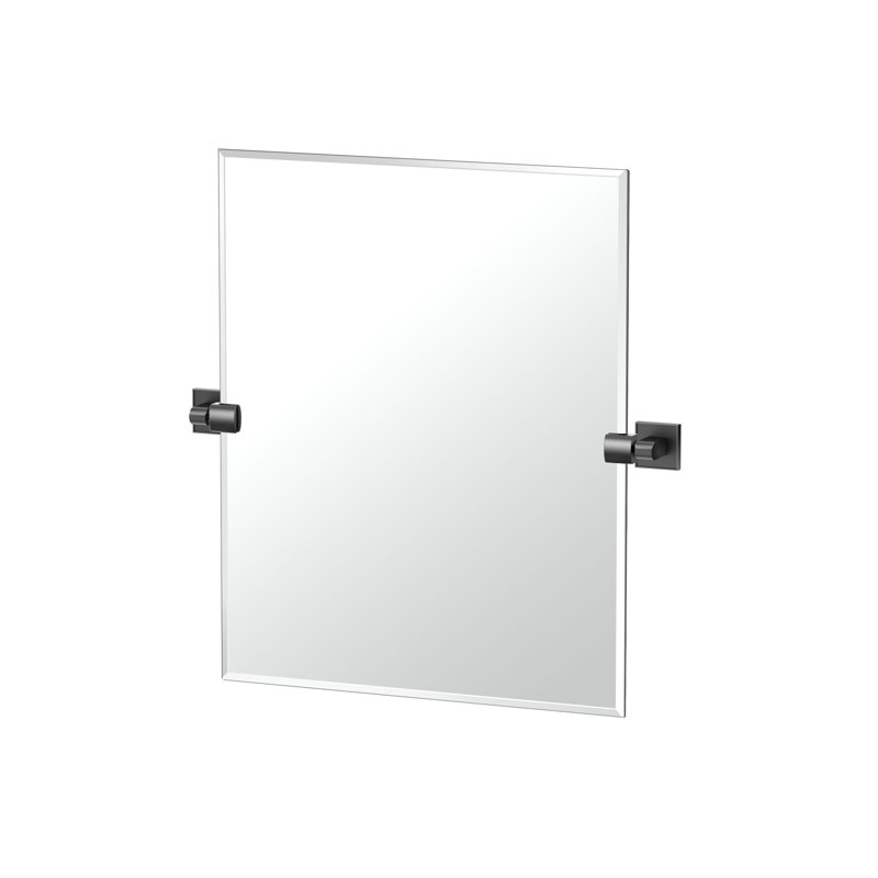 Miroir rectangulaire sans cadre Mode | Miroir de salle de bain mural | Miroir mural biseauté et pivotant , Noir mat