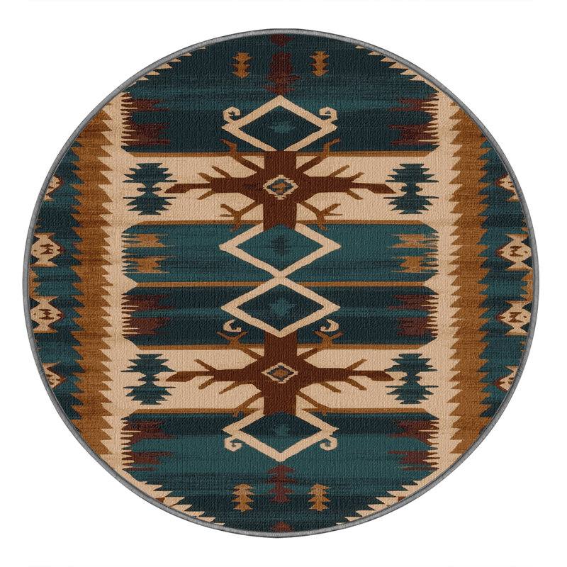  Tapis lavable de style sud-ouest Wapiti, Rond 6 pi