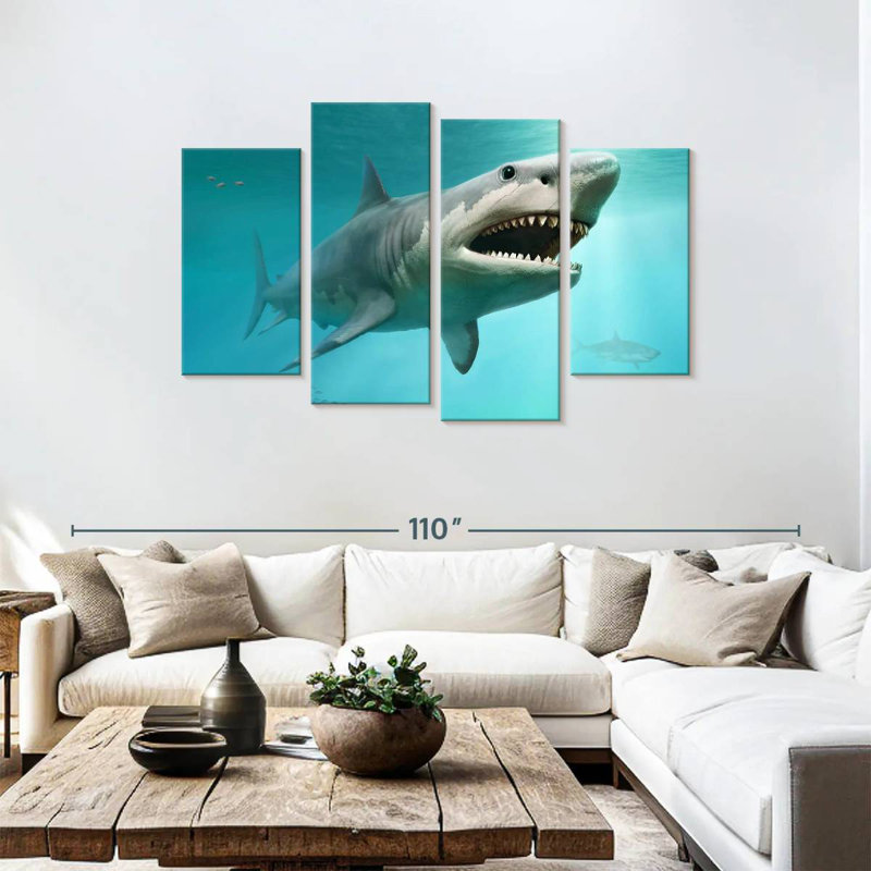 Brampt Extinct Megalodon Shark, 48" H x 75" W