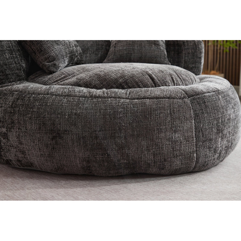 Canapé à billes avec housse en chenille ultra doux, Noir, noir, noir, noir