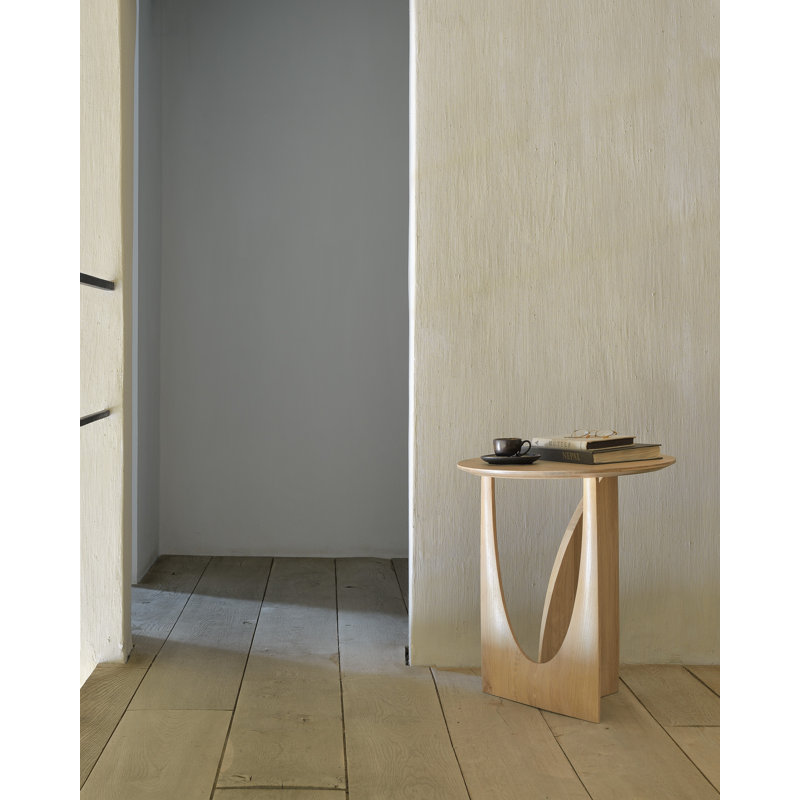 Geometric Solid Wood End Table, Natural Oak