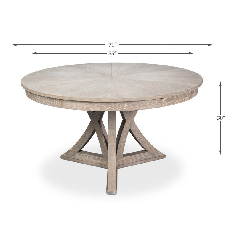 Casual Oak Round Dining Table, 30"H x 55"L x 55"W, Moonskin