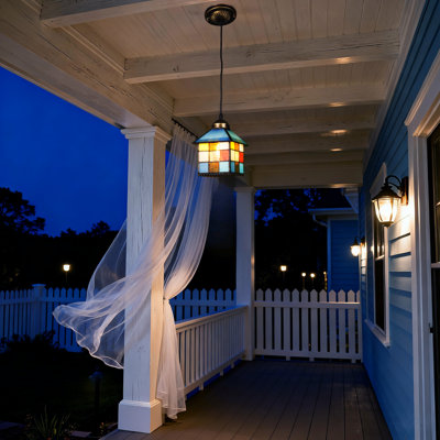 Luminaire suspendu en verre teinté 1 lumière Cottage
