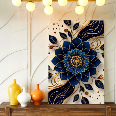 «Blue Gold Lion Portrait», reproduction d'art sur toile, bleu, or, abstrait, inspiré des animaux, décoration murale décorative pour salon, bureau de chambre à coucher, galerie, décoration murale