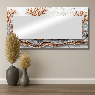 Aquarium bleu et blanc avec grand crabe II - Art mural miroir animaux - imprimé sur métal