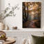 Chemin forestier d'automne sous la lumière dorée - Tableau sur toile-792260326