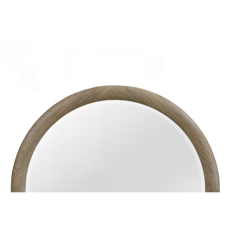 Miroir rond avec cadre en chêne noueux anglais
