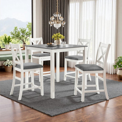 5-Piece Counter Height Dining Set With Sturdy Wooden Table And Ergonomic Chairs