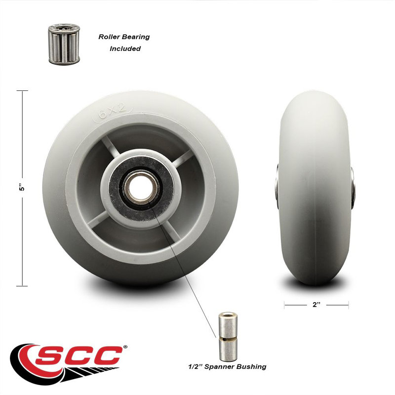 SCC-Roue en bande de roulement en caoutchouc thermoplastique de 6 po seulement avec roulement à rouleaux - 500 lb vide