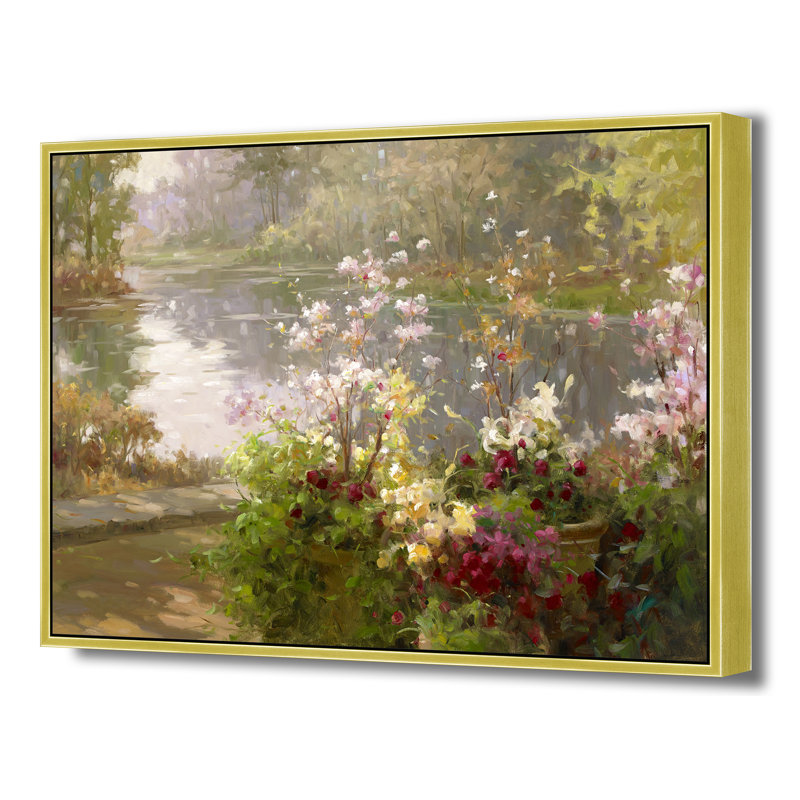 Riverside Blossoms Print, 50" H x 74" W, Gold
