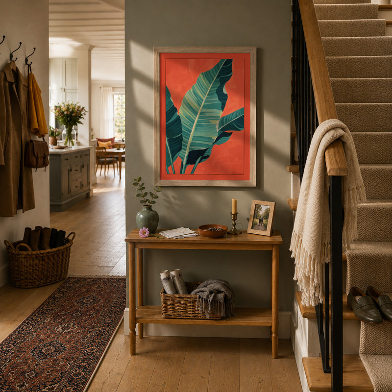 Tropical Leaves Rising Botanical - Print, Oak, A3 - 42.0 x 29.7 cm