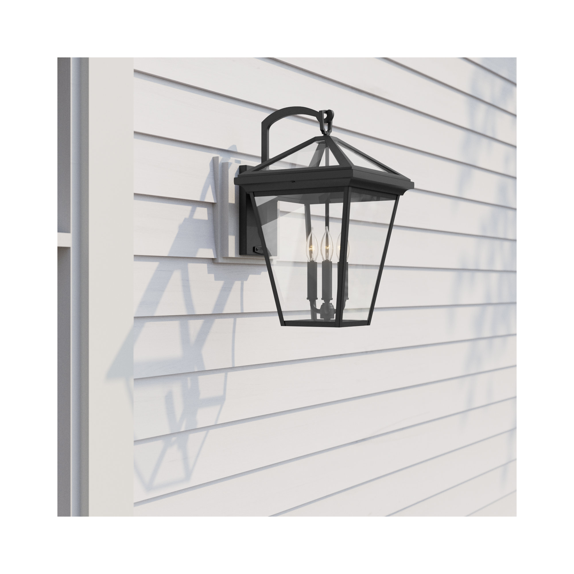 Lalla 3 Light Empire Outdoor Aluminum Wall Light, Museum Black