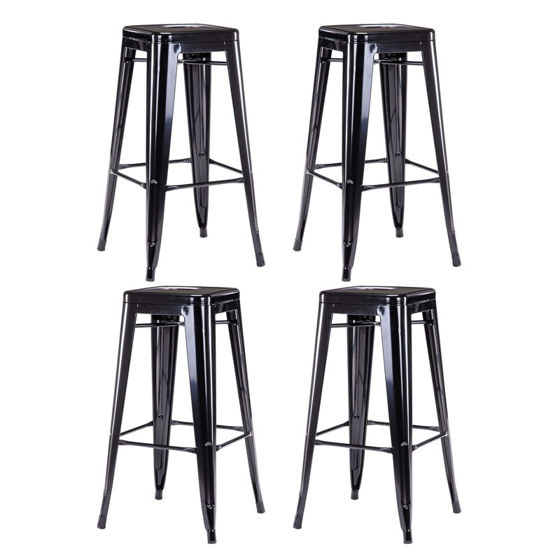 Stainless Steel Outdoor Stool, Glossy Black