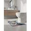 Modern Navy & Blush Geometric 3-Piece Bathroom Rug Set: Gold-Accented Abstract Non-Slip Bath Mat, Rug, and Lid Cover