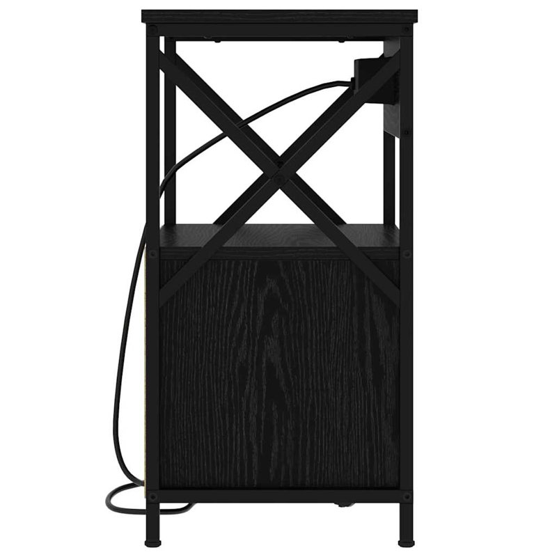 Bedside Cabinet 40 X 31 X 60 Cm Engineered Wood, Black Oak