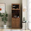 Armoire de cuisine avec étagère de rangement coulissante multifonctionnelle, armoire de rangement de style campagnard avec portes en verre, organisateurs de garde-manger pour la cuisine, armoire de bar, salle à manger