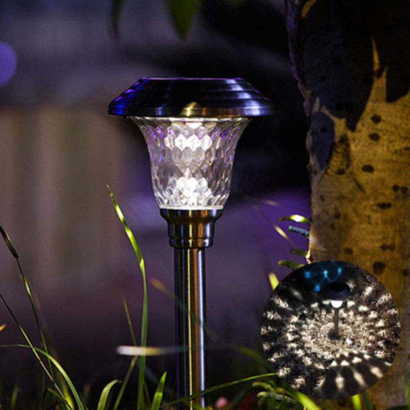 16.3'' Solar Powered Integrated LED Outdoor Floor Lamp, Black