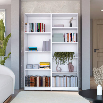 Ensemble de salon avec bibliothèque 2 pièces, armoire de rangement, 49 po de largeur et 9 tablettes
