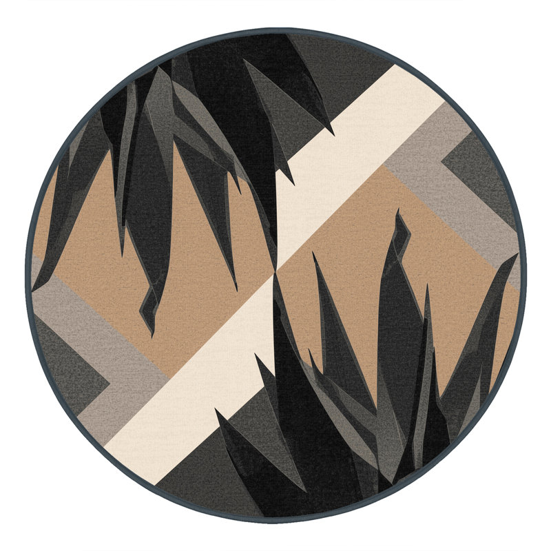 Tapis gris moelleux moelleux à motif géométrique rustique moderne Agave, Carré 5 pi