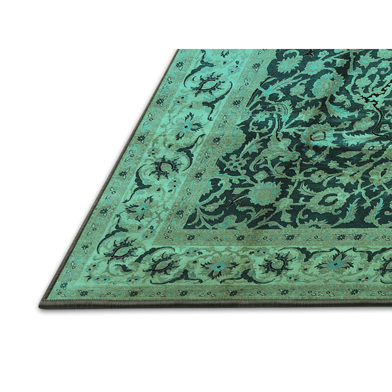 Tapis oriental en laine / polyester tissé à la machine en bleu, Rectangle 2 pi x 3 pi