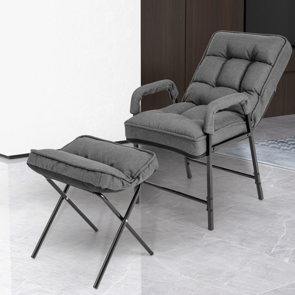 Latitude Run® Contemporary chair in linen fabric with footrest and ...