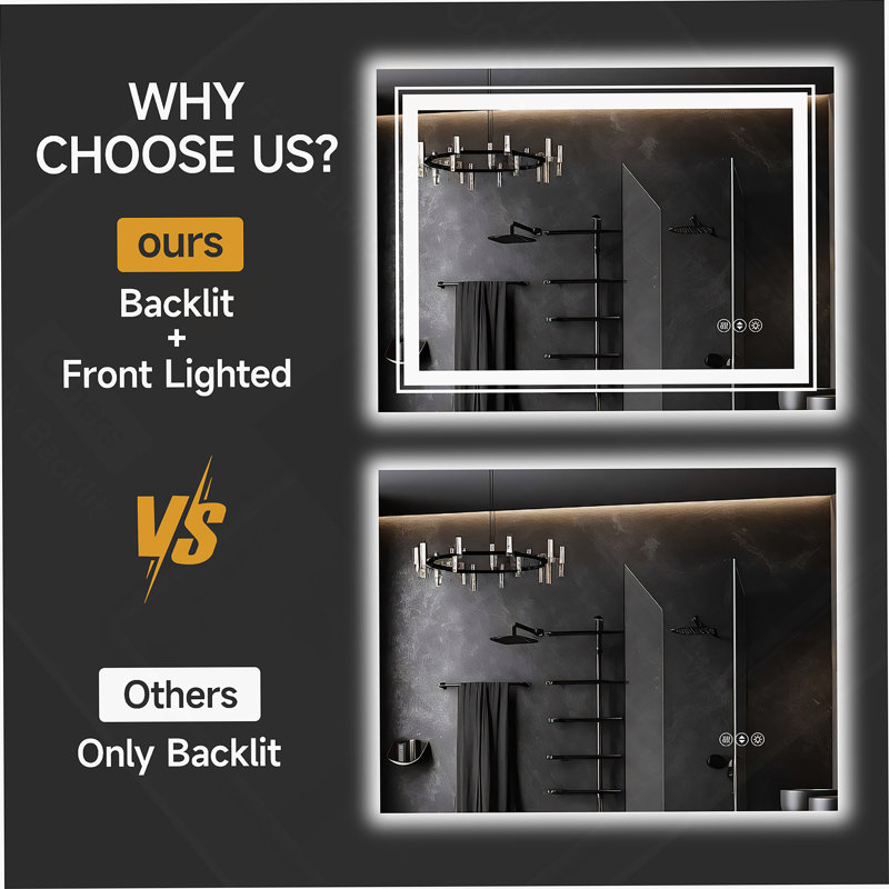 Frameless LED Bathroom Mirror,Smart Mirror, Rectangle, 32" x 24"