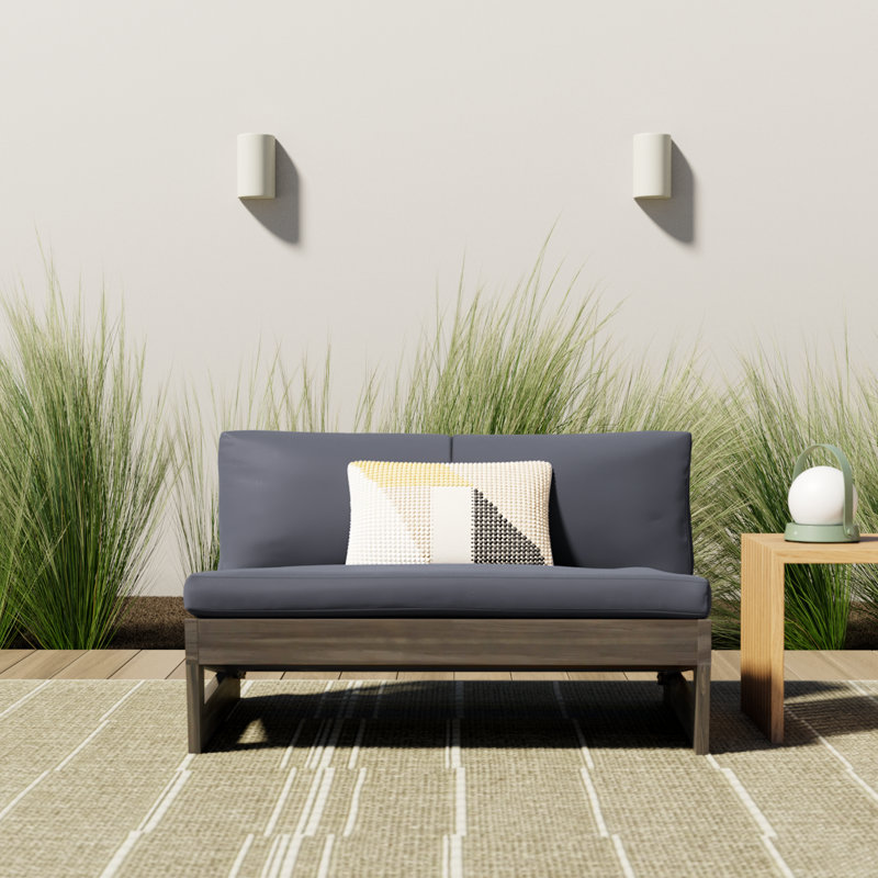 Louise 43" Wide Loveseat with Cushions, Gray Frame/Dark Gray Cushion