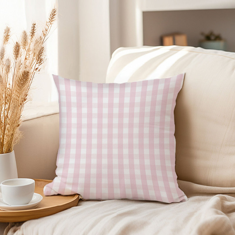 Abstract Light Pink Plaid Pattern Patterns Modern, 18" H x 18" W