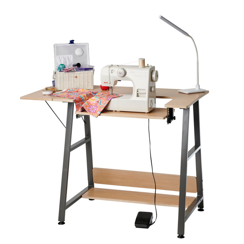 Adelena 115.5cm x 60cm Sewing Table with Sewing Machine Platform, Brown