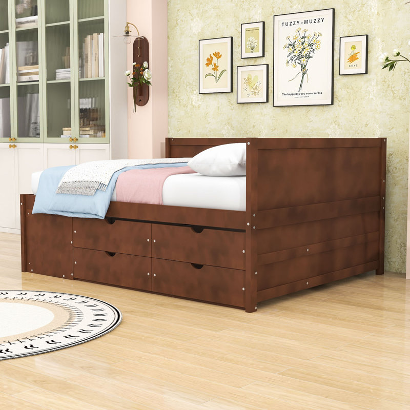 Daybed with Pull-Out Drawers and Shelves, Full/Double, Walnut