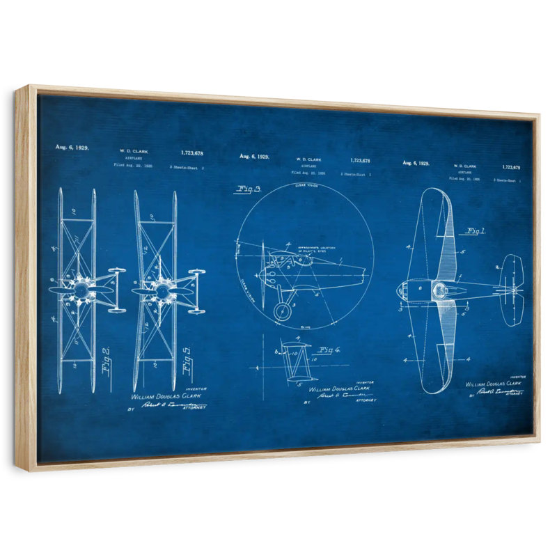 Plan de l'avion, Cadre flottant en bois naturel, 46 po x 31 po