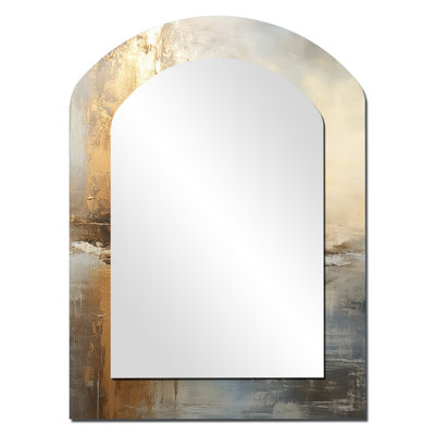 Miroir mural arqué moderne Modern Coastal Beige et Gold River I