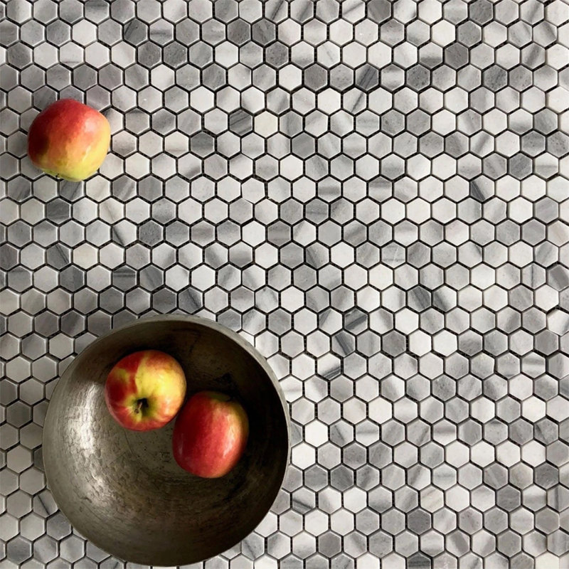 12" x 12"Hexagon Marble Honeycomb Mosaic Tile