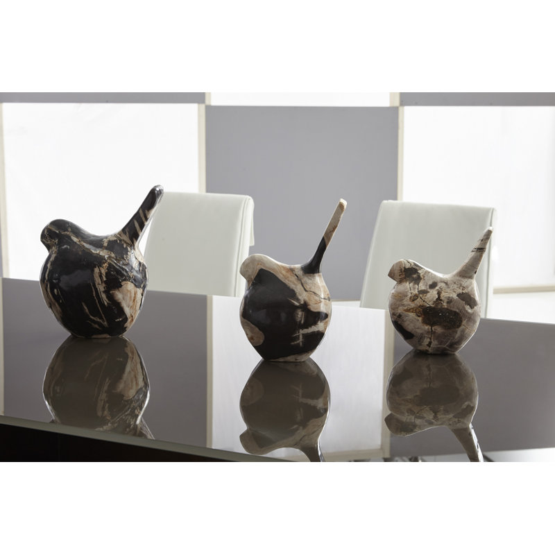 3 Piece Set Petrified Birds Figurine