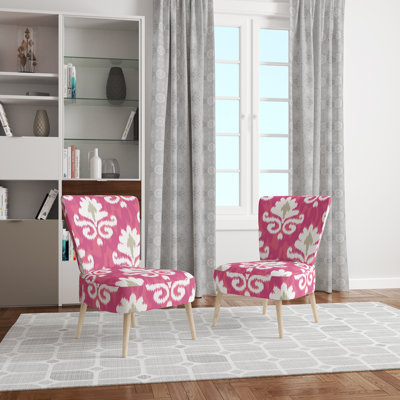 Chaise d'appoint rembourrée White Flower Ikat