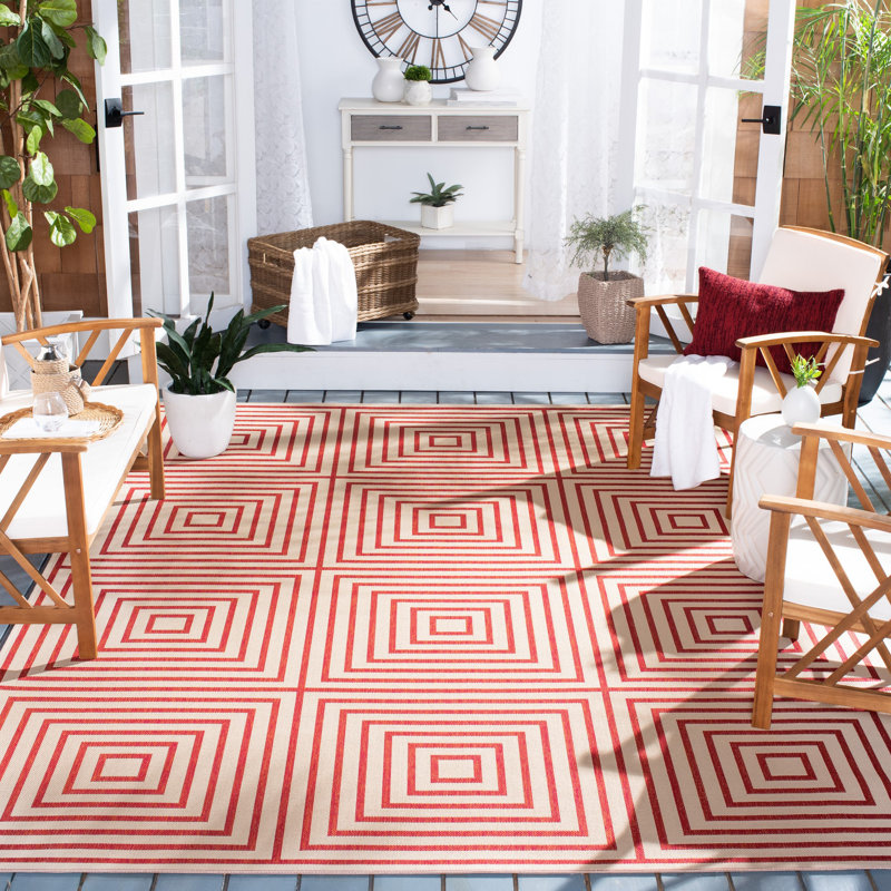 Tapis d'intérieur / extérieur géométrique Kelli Beach House, Rectangle 4 pi x 6 pi